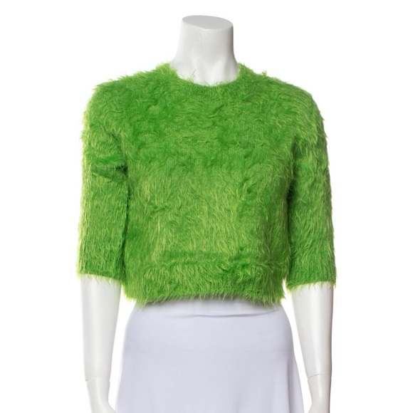 Gucci Cropped  Green Fuzzy Sweater By Alessandro Michele - S - Picture 1 of 3